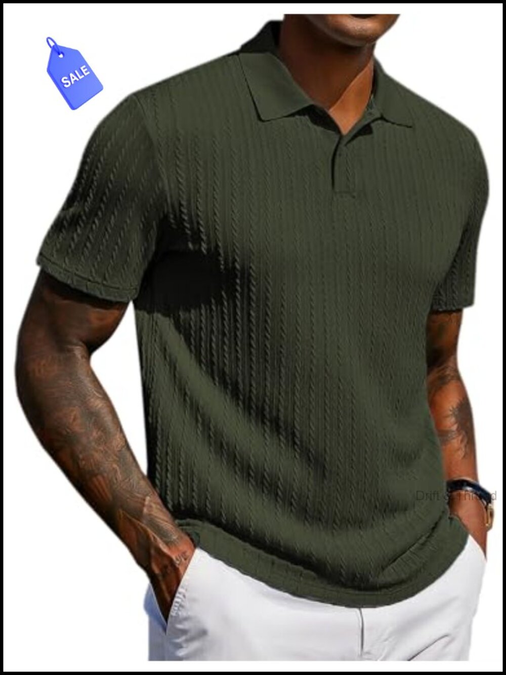 Mens Textured Knit Polo Shirt Short Sleeve Casual Golf Shirt Regular Fit